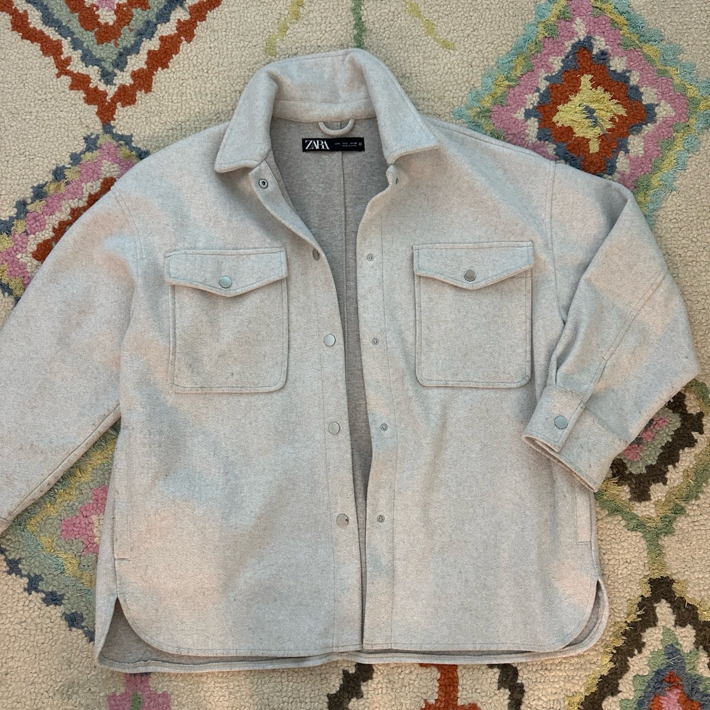 Zara Light Gray Button-Up Jacket